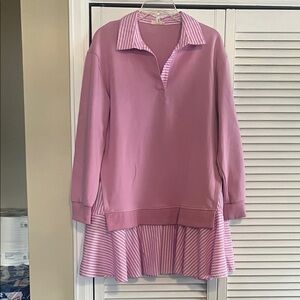 Entro Pink Striped Collared Dress